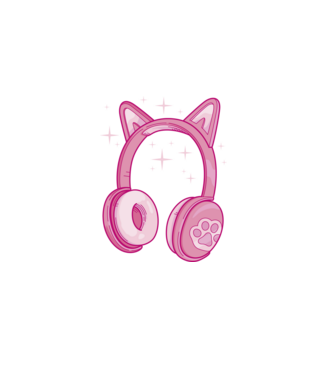Cicás pink fejhallgató minta fehér pólón