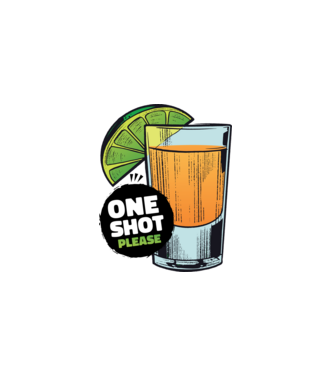 Tequila shot minta fehér pólón