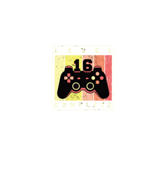 Level 16 Complete Szülinapra póló minta fekete pólón