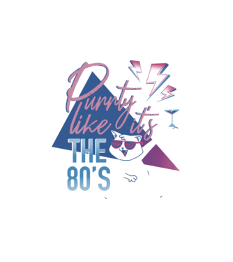 Purrty Like it's the 80's minta fehér pólón