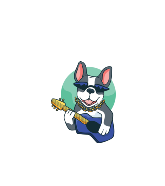 Gitáros Bulldog minta fekete pólón