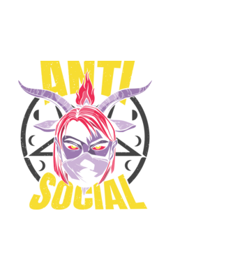 Sátáni antiszoc lány minta fekete pólón