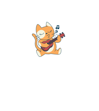 Cica Ukulele Gitár minta fehér pólón