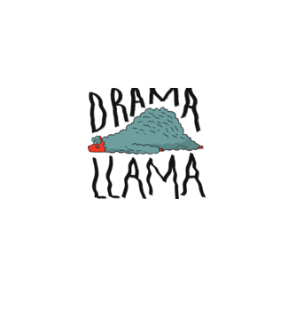 Dráma Láma minta fehér pólón