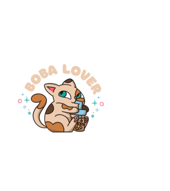 Boba Lover  minta fekete pólón