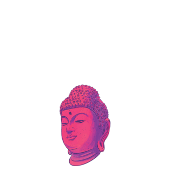 Színes buddha szobor minta fekete pólón