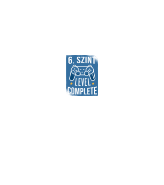 6. szint level completed minta fekete pólón