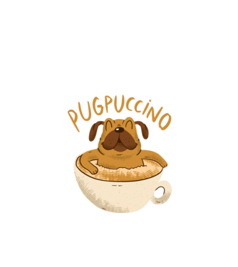 Pugpuccino Mopszos Capuccino minta fekete pólón