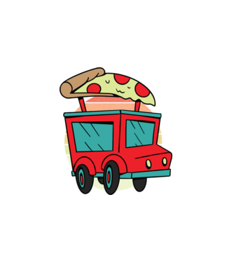 Pizza Truck minta fehér pólón