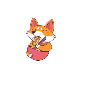 Corgi ramennel minta fekete pólón