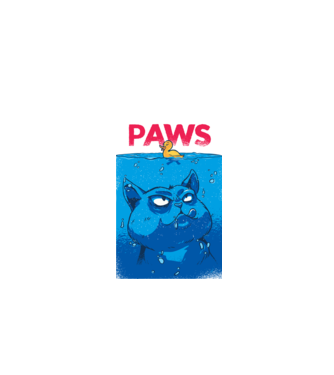 Paws Macska támadásban minta fekete pólón