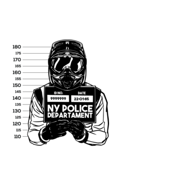 Mugshot minta fehér pólón