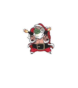 Santa fegyverrel minta fehér pólón