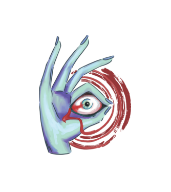 Eye Hand minta fehér pólón