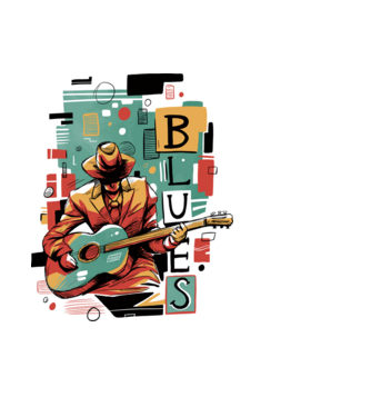 Blues színes minta fekete pólón