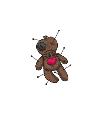 Voodoo baba minta fehér pólón