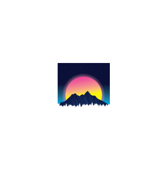 Neon Tájkép minta fekete pólón