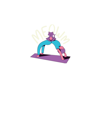 Meowm - Cica Jóga minta sötétkék pólón