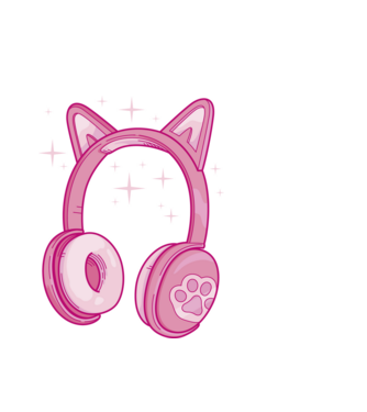 Cicás pink fejhallgató minta fehér pólón