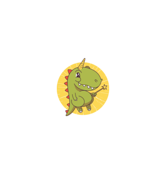 T-rex Unikornis Varázspálcával minta fehér/piros pólón