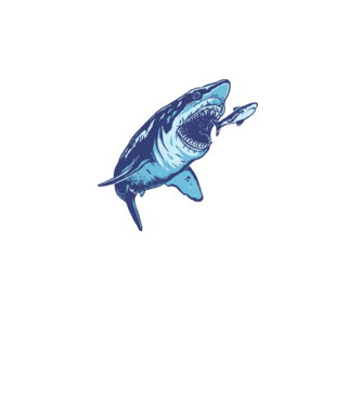 Megalodon támadás minta fehér pólón
