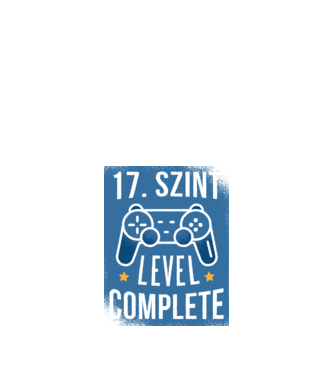 17. szint level completed minta fekete pólón