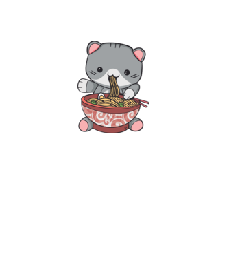 Kawaii Cica Ramen minta türkiz pólón