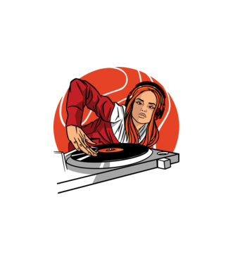 DJ minta fehér pólón