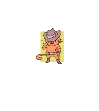 Cowboy macska minta farmerkék pólón