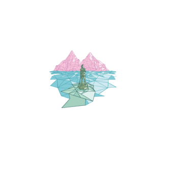 Lowpoly Padding minta dusty pink pólón