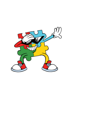 Autista DAB Puzzle minta fehér pólón
