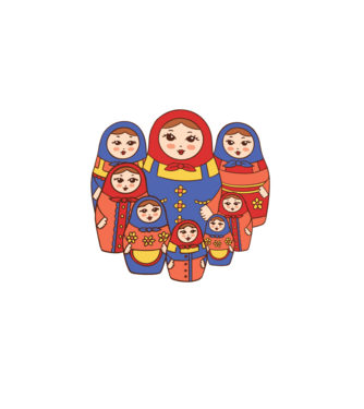 Matryoshka baba minta fekete pólón