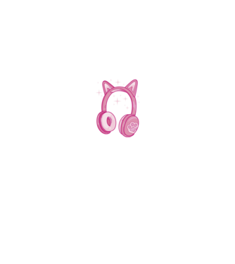 Cicás pink fejhallgató minta fehér/piros pólón