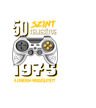 GAMER szint teljesítve 50. 1975 minta fekete pólón