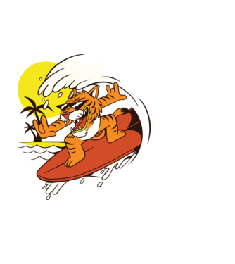 Szörfös tigris minta fehér pólón