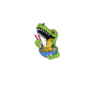 T-rex Ramen minta fekete pólón