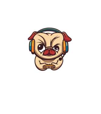 Gamer mopsz minta fehér pólón