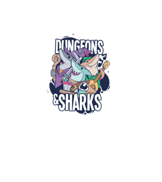 Dungeon Sharks minta fehér pólón