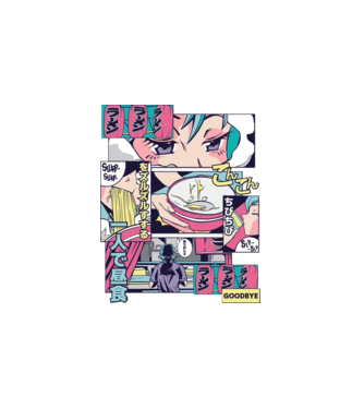 Anime Vaporwave Ramen minta fehér pólón