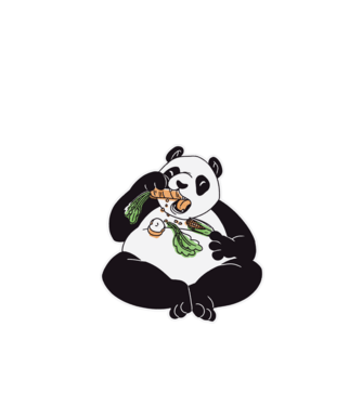 Evő panda minta fehér pólón