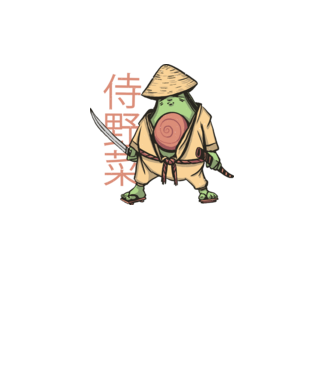 Samurai avokádó minta fehér pólón