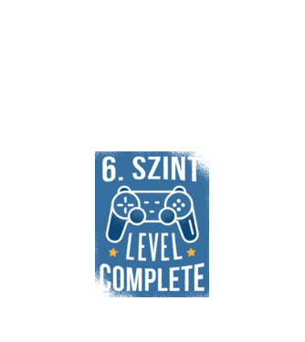 6. szint level completed minta fekete pólón