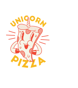 Unikornis Pizza minta fekete pólón