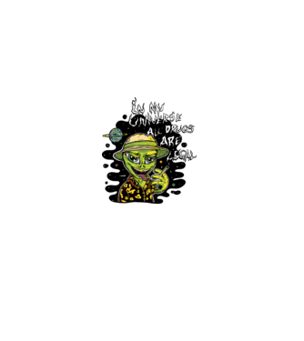 Füves Alien minta szürke pólón