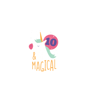 I'm 10 and Magical Unikornis minta fekete pólón