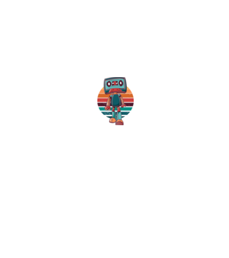 Retro Kazetta Robot minta fehér pólón