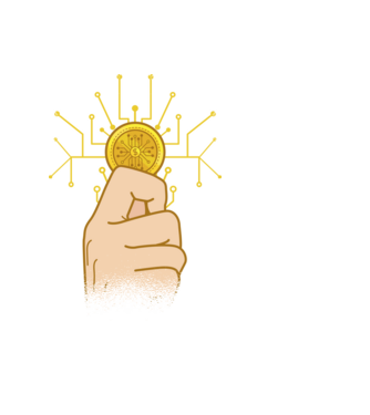 Kripto Valuta minta világoskék pólón
