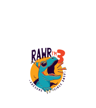 Rawr i'm 3 - awesome since 2017 minta fehér pólón