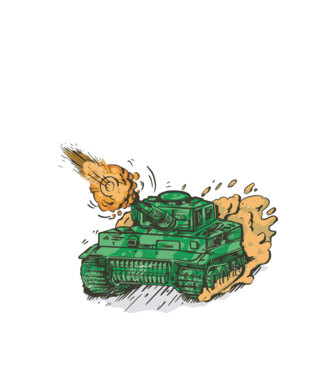 Tank lövés minta fehér pólón