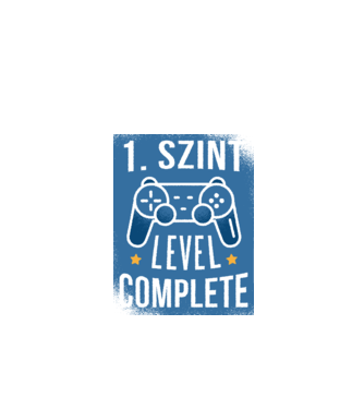1. szint level completed minta fekete pólón